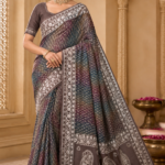 Multicolor Saree with White Border